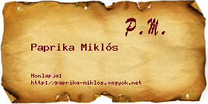 Paprika Miklós névjegykártya